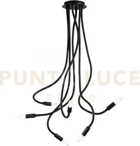 Plafoniera lover nera 6 luci attacco e14 18x18x100cm in metallo e s...