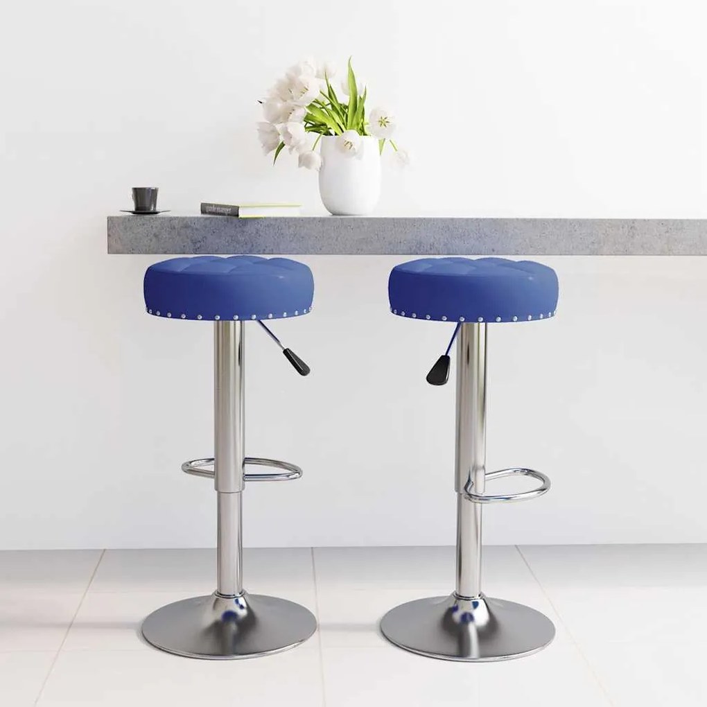 Sgabelli Da Bar 2 Pz Blu İn Tessuto /