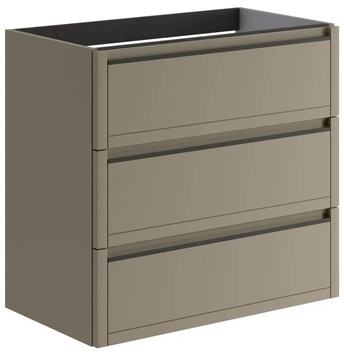 Mobile da bagno sospeso sotto lavabo L 79.5 x H 78 x P 45.5 cm marrone opaco, 3 cassetti TRATTO