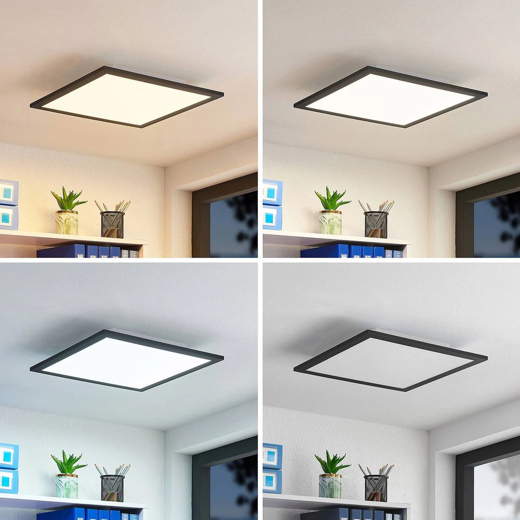 Pannello LED Lindby Nelios, 40 x cm, CCT, nero, metallo Nelios Lindby, dimmerabile, Nero, Soggiorno / Sala da pranzo, Alluminio, Moderno, Pannello LED