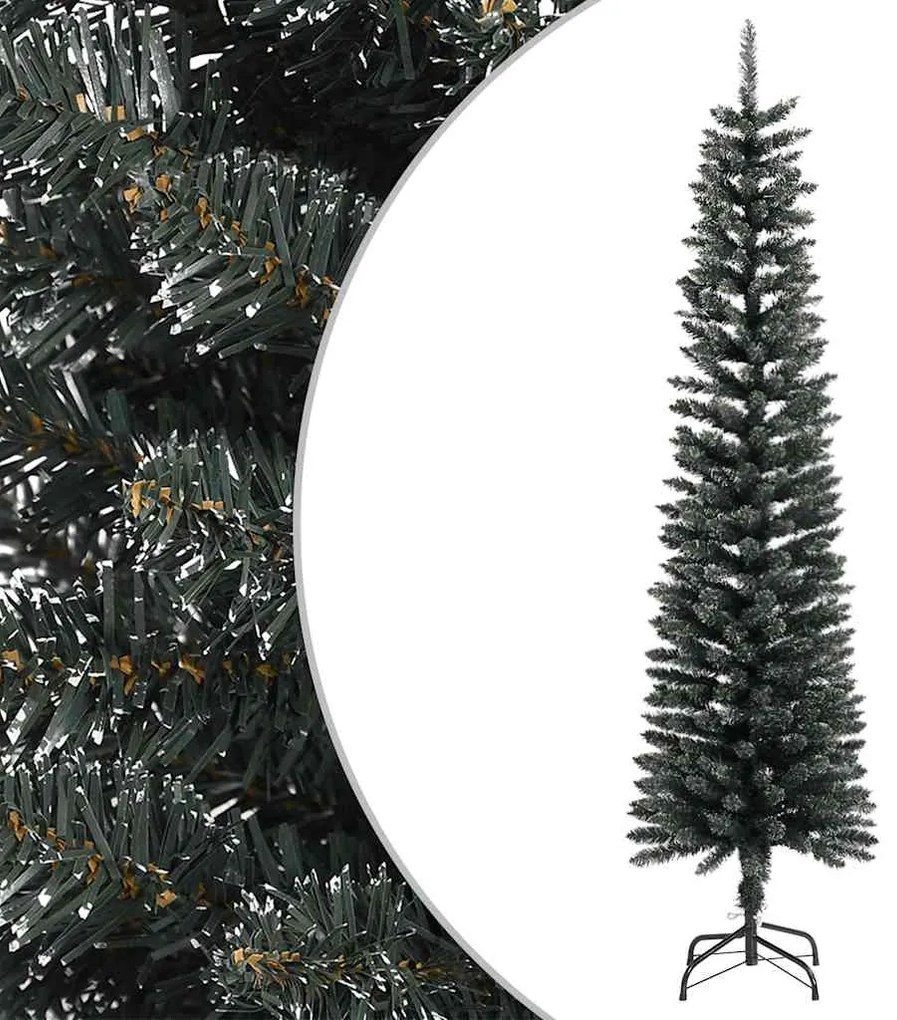 Albero Di Natale Artificiale Sottile Con Base Verde 180 Cm Pvc /