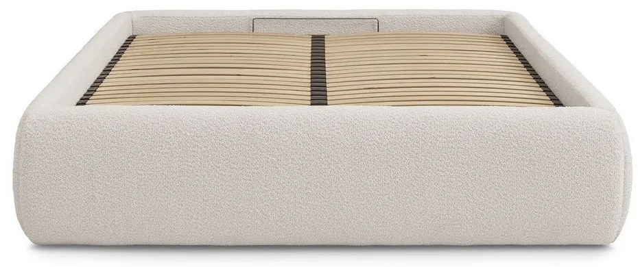 Letto matrimoniale imbottito bianco con contenitore/senza testiera con rete inclusa 160x200 cm Inera – Bobochic Paris