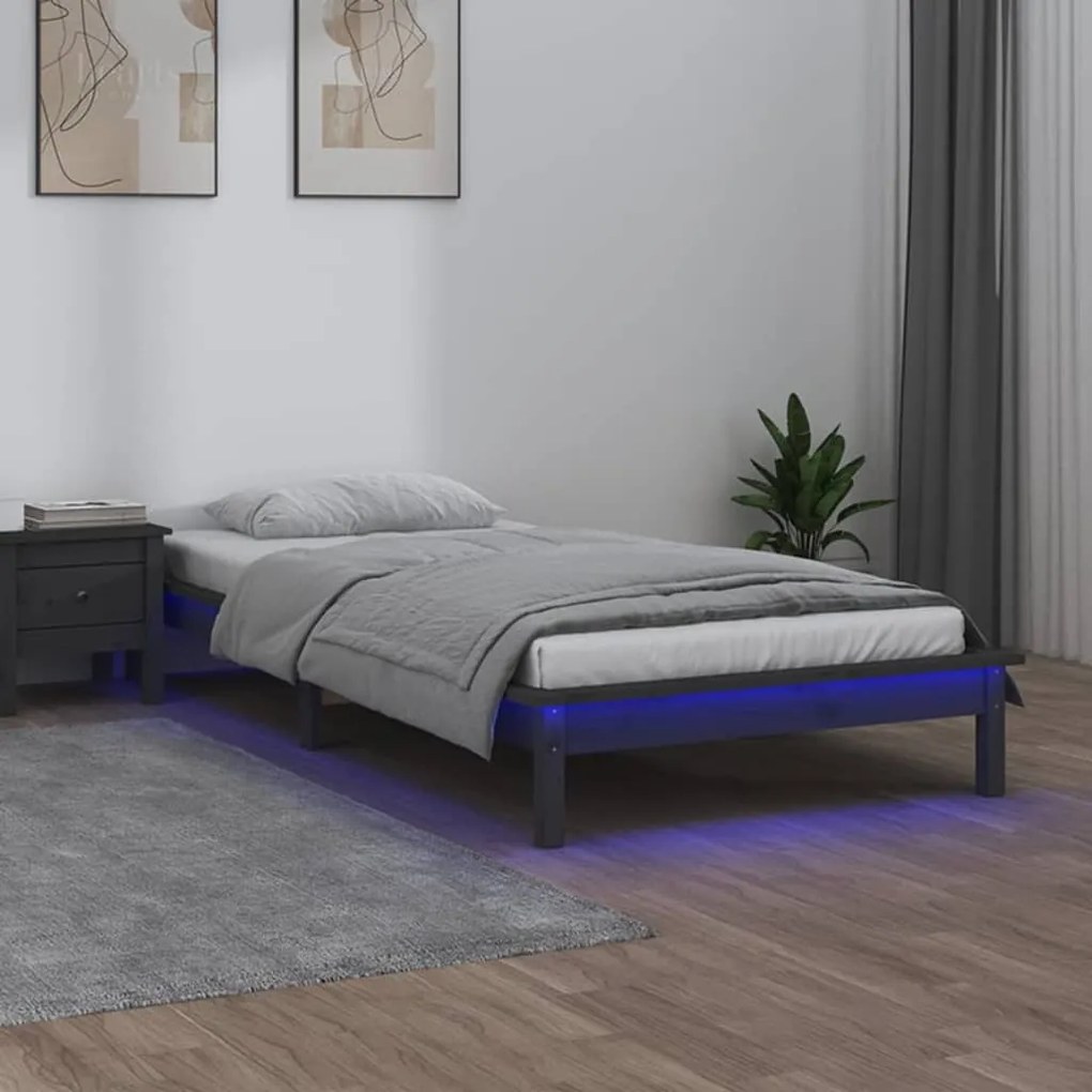 Giroletto Con Led Grigio 90x200 Cm İn Legno Massello /