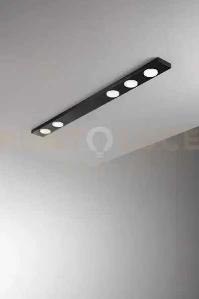 Plafoniera in metallo nero bottone 5 luci attacco gx53 120cm