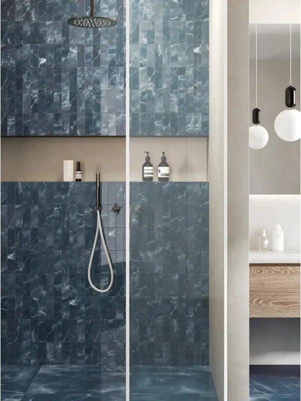 Piastrella da rivestimento interno in gres porcellanato 30 x 30 cm rettificato smaltato blu lappato Marble Vision Onice Sp. 8 mm 0.9 mq