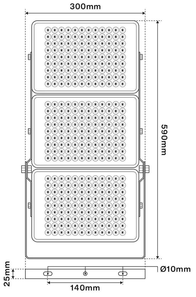 Faro LED 300W Modulare IP65 130 lm/W - con Osram chip LED Colore Bianco Freddo 5.000K