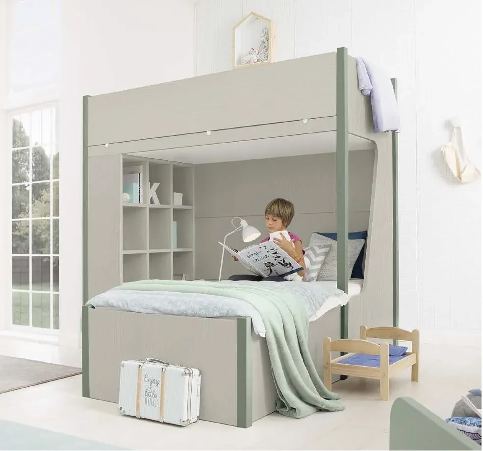 Letto a castello con libreria Felix linea Airone disponibile in vari colori