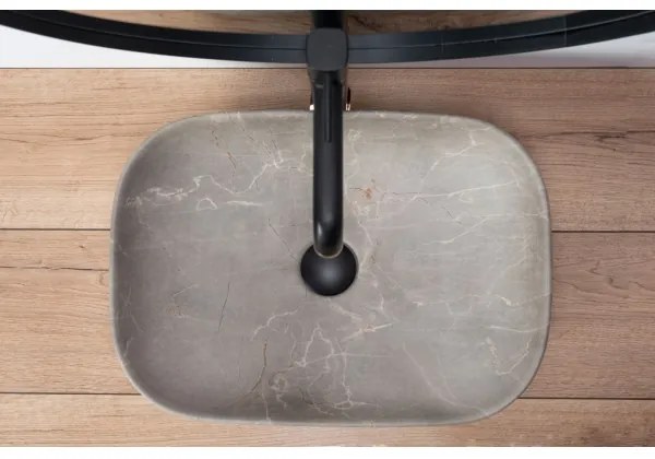 REA-U3802 - Lavabo da appoggio LIVIA 33,5x46,5 cm ceramica/grigio/effetto marmo