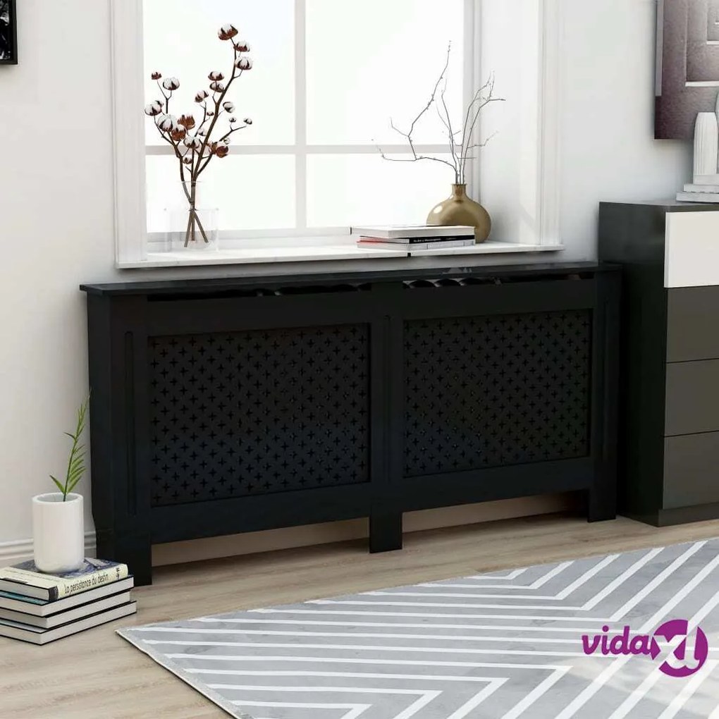 vidaXL Copertura per Radiatore Nera 172x19x81 cm in MDF