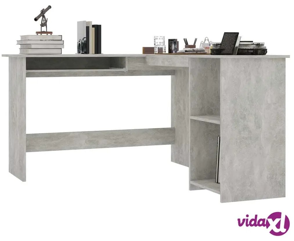 vidaXL Scrivania Angolare a L Grigio Cemento 120x140x75cm Multistrato