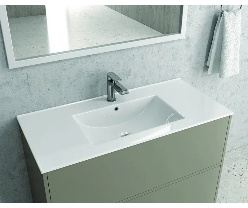 Kamalu - lavabo da incasso 101cm vasca mezzaluna ceramica bianca | litos-k7100