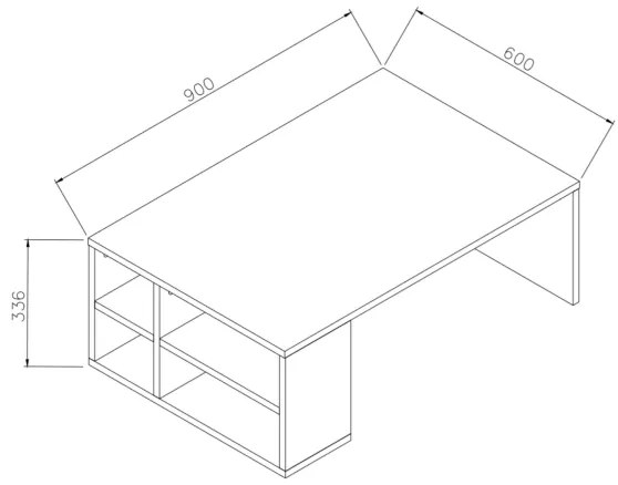 Tavolino DEFNE 34x90 cm bianco/marrone