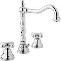 Batteria lavabo tre fori con bocca girevole e scarico OLD FASHION Cromo