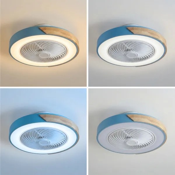 Brilagi - Lampada LED dimmerabile con ventilatore LED/38W/230V 50 cm blu/rovere + telecomando
