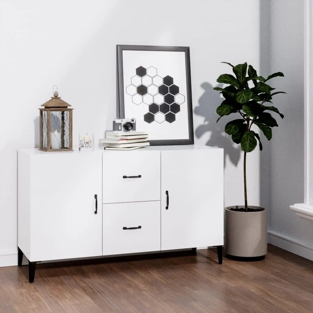 Credenza bianco lucido 100x36x60 cm in legno multistrato