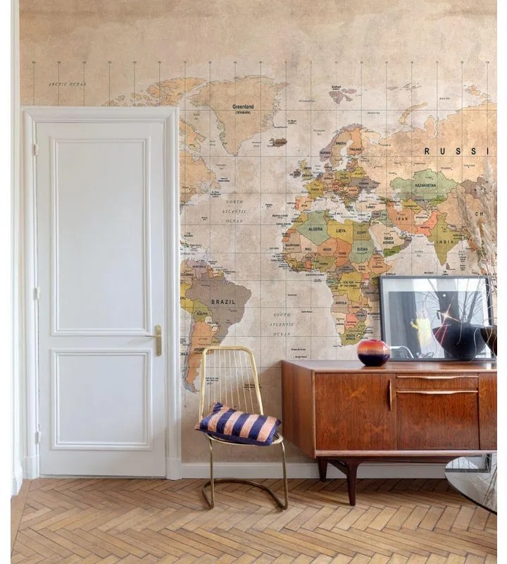Fotomurale GRANDECOLIFE Mappa, beige. Giallo, arancio 371X280 cm