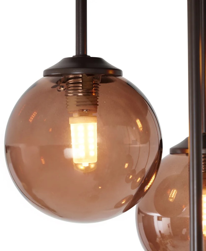 Plafoniera di design bronzo con vetro bronzo 9 luci - Athens