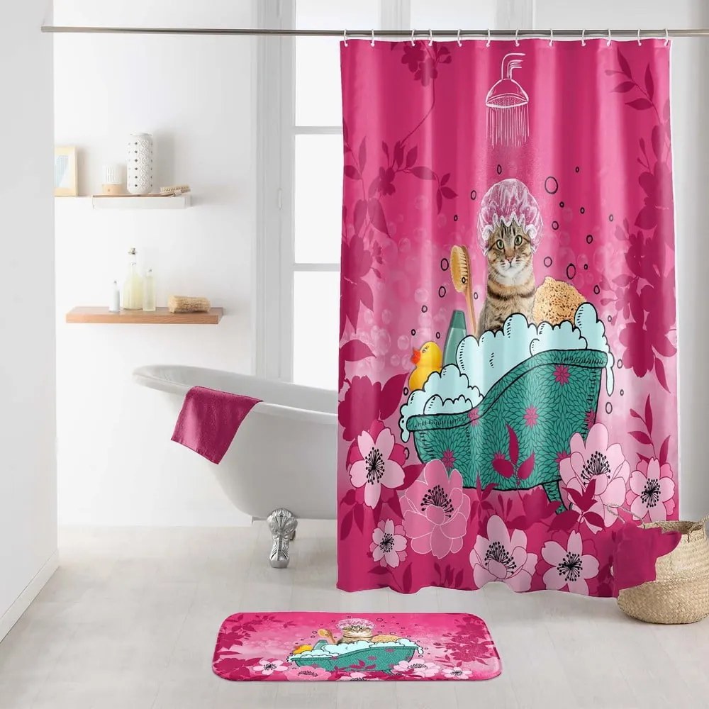 Tappetino da bagno rosa 45x75 cm Chatibulle - douceur d'intérieur