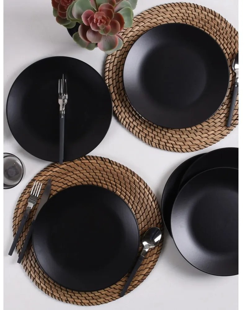 Piatti in ceramica nera opaca in set da 6 pezzi ø 25 cm - Hermia