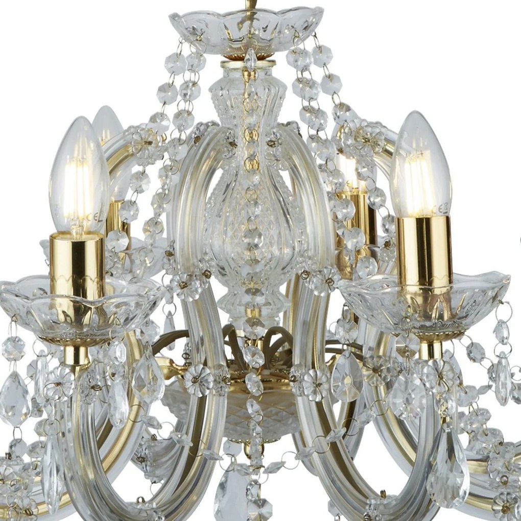 Lampadario Classico Marie Therese Acciaio Oro Vetro 8 Luci E14