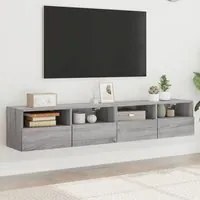 Mobili TV Parete 2pz Grigio Sonoma 80x30x30cm Legno Multistrato 836879