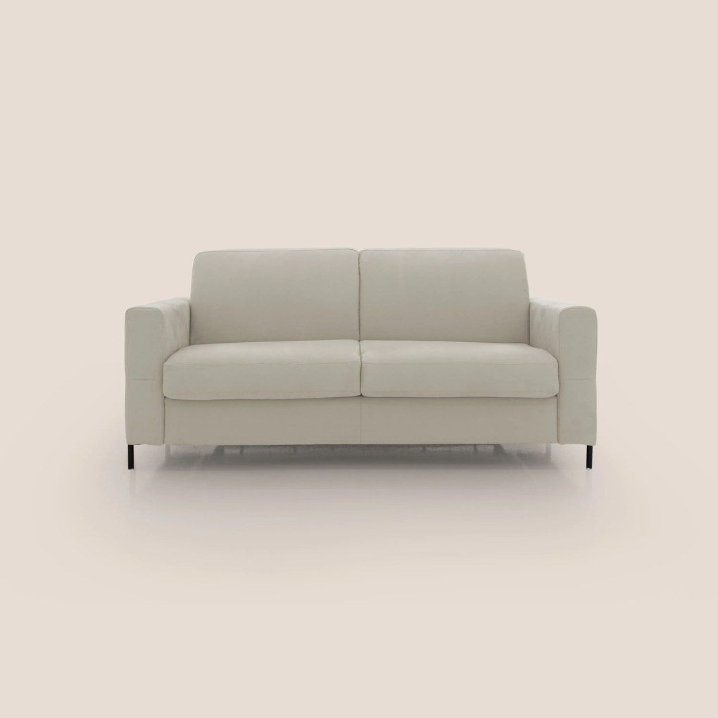 Ortensia divano letto materasso H18 cm con piedi alti in elegante microfibra smacchiabile T11