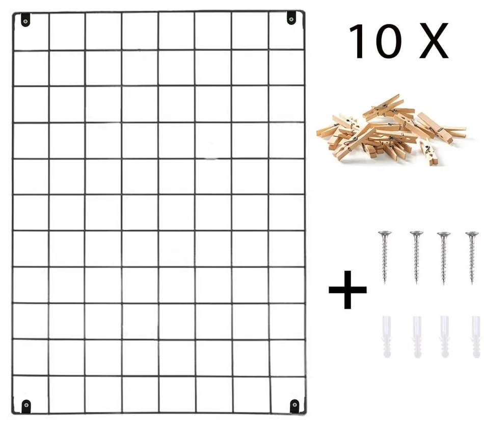 Bacheca in metallo nero, 50 x 70 cm - Evila Originals