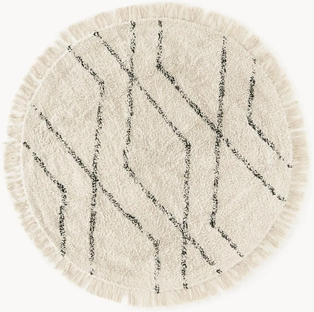 Tappeto rotondo in cotone fatto a mano con motivo rombi Bina