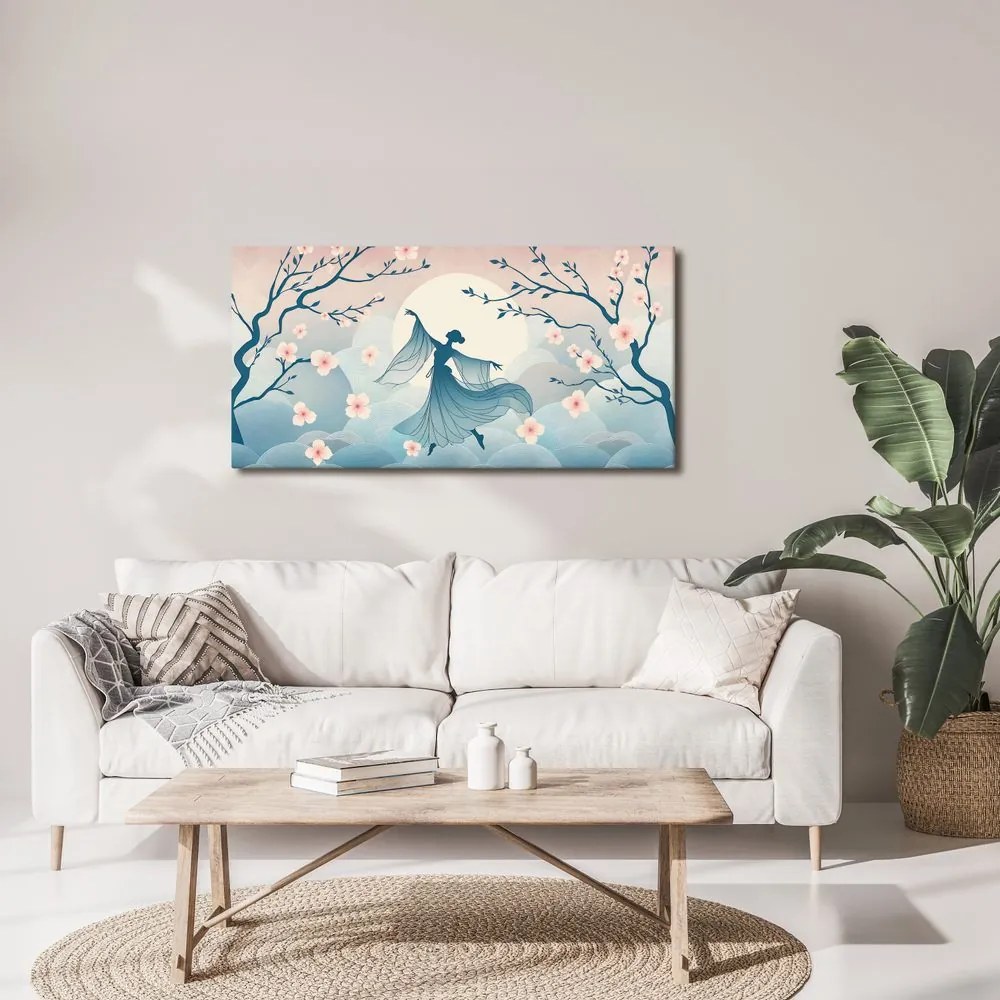 Quadro su tela – Sagoma di ballerina tra i ciliegi in fiore