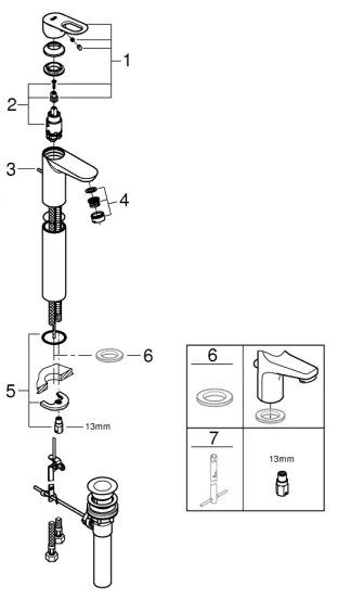 GROHE 32856000 - Miscelatore per lavabo BAULOOP 12” finitura cromo lucido