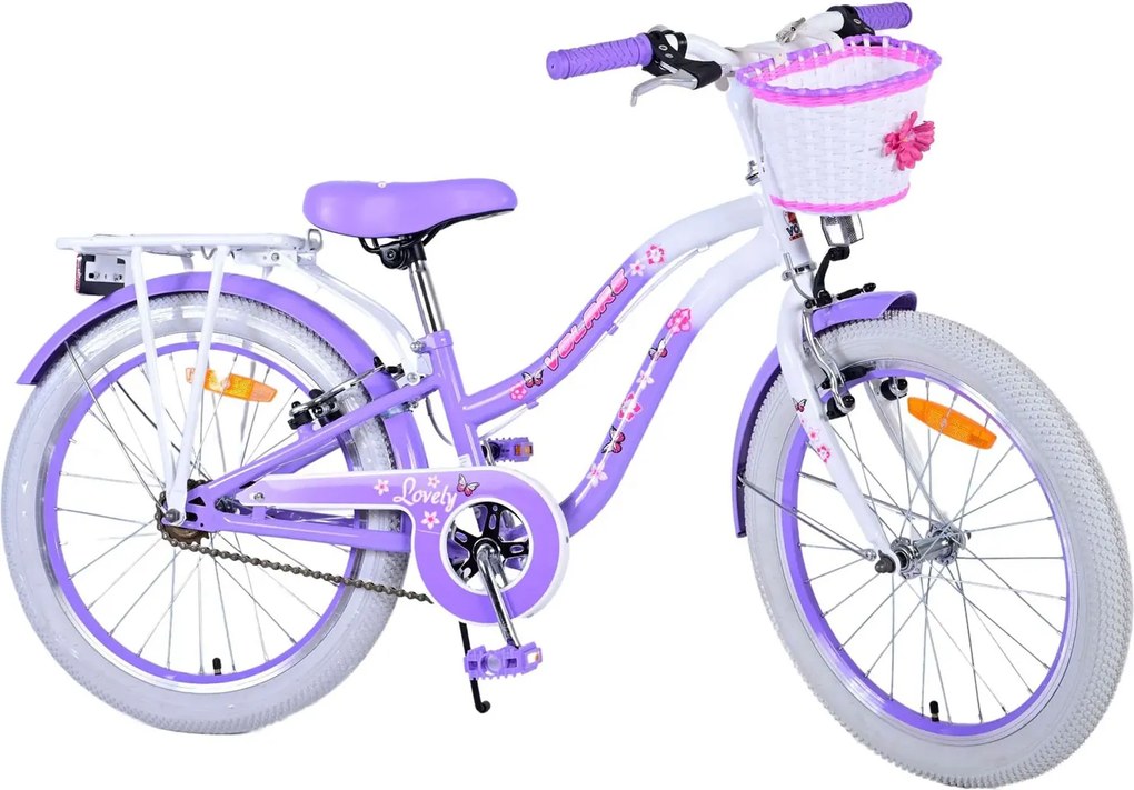 Bicicletta per Bambine 20" Freni Vbrake con Cestino e Portapacchi Viola e Bianco...