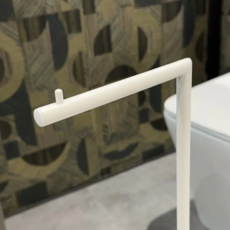 Piantana porta rotolo e scopino da appoggio in acciaio bianco opaco Style