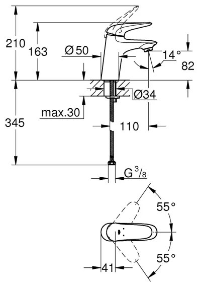 GROHE 23715003 - Miscelatore lavabo EUROSTYLE, misura S, cromo lucido