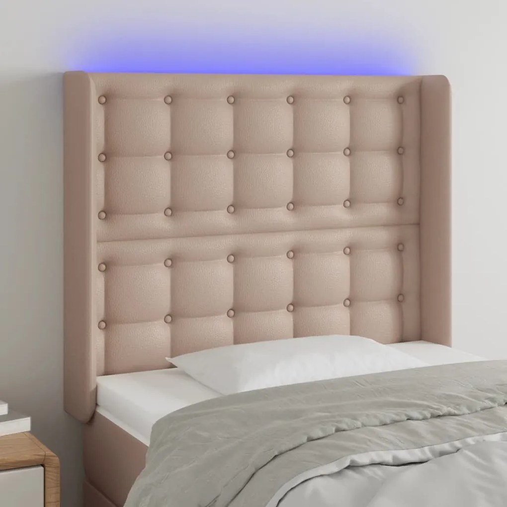 Testiera A Led Cappuccino 83x16x118/128 Cm İn Similpelle /