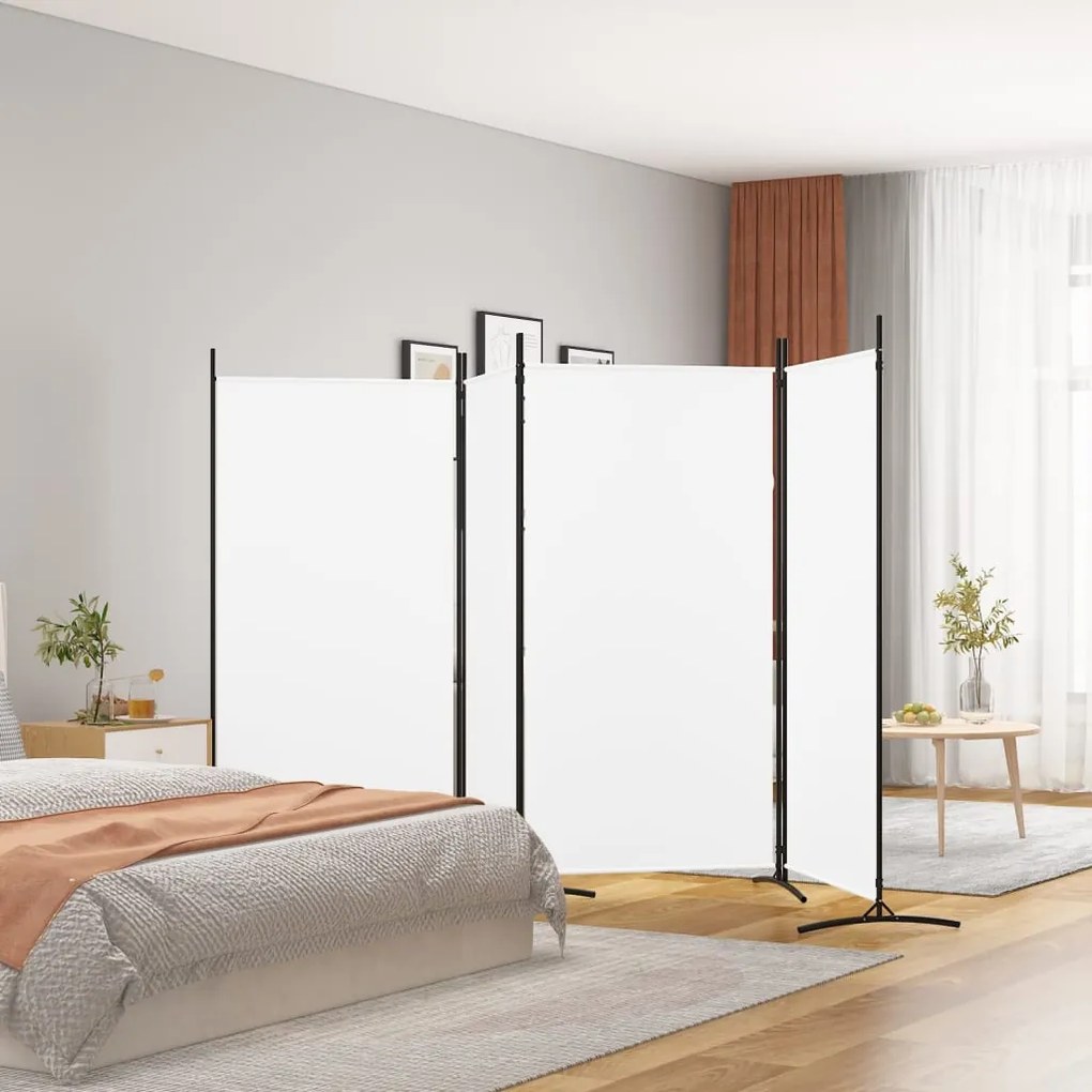 Divisorio A 4 Pannelli Bianco 346x180 Cm Tessuto /