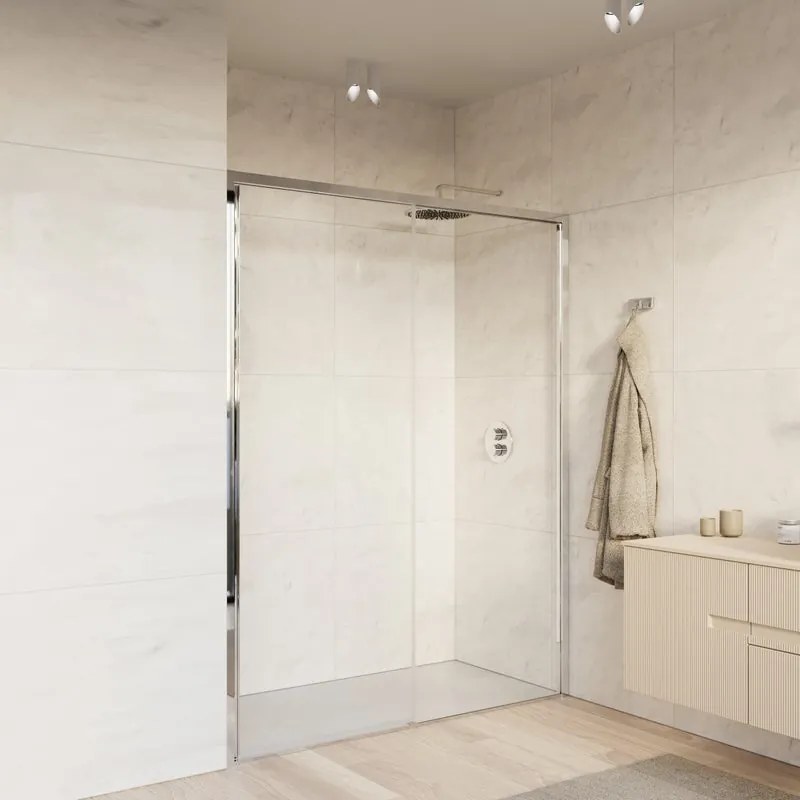 Porta doccia, L 177-181 cm x H 200 cm x SP 8 mm, profilo cromo