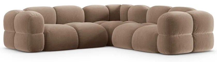 Divano angolare marrone con rivestimento in velluto Loretto – Cosmopolitan Design