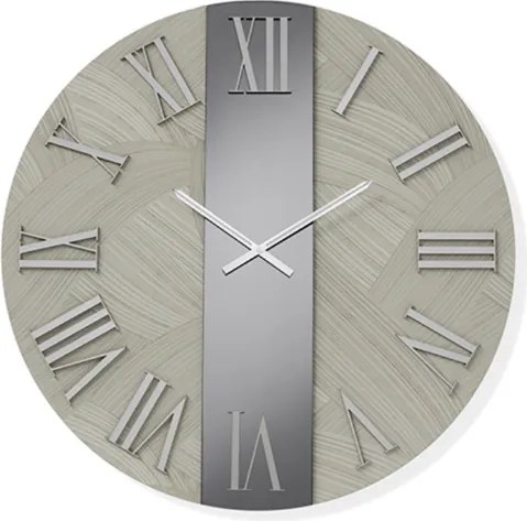 Orologio rotondo D80 cm BILLY in legno rivestito con parato e vetro Fumč