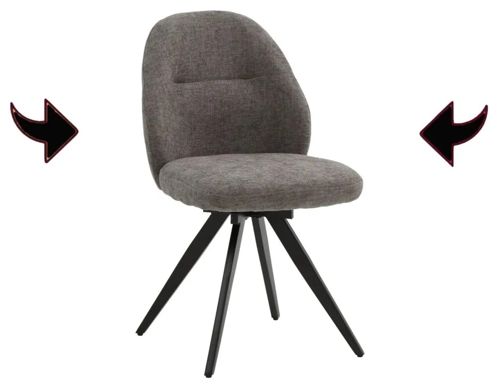Set di sedie girevoli ZENNENDAL in tessuto grigio e gambe in metallo nero