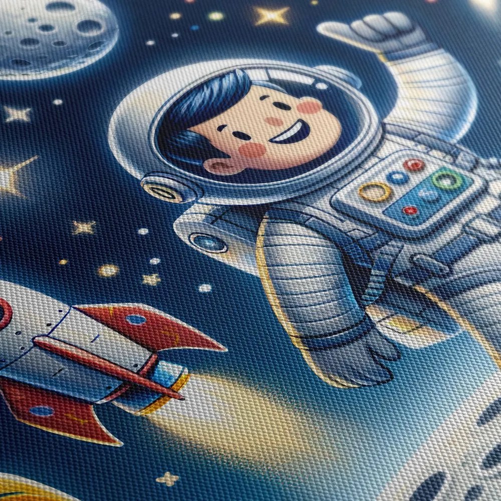Quadro su tela – Piccolo astronauta in missione avventurosa