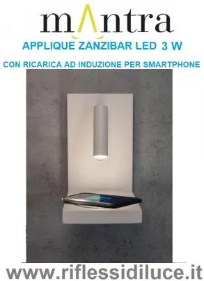 Mantra applique zanzibar  led 3w con faretto e basetta wireless