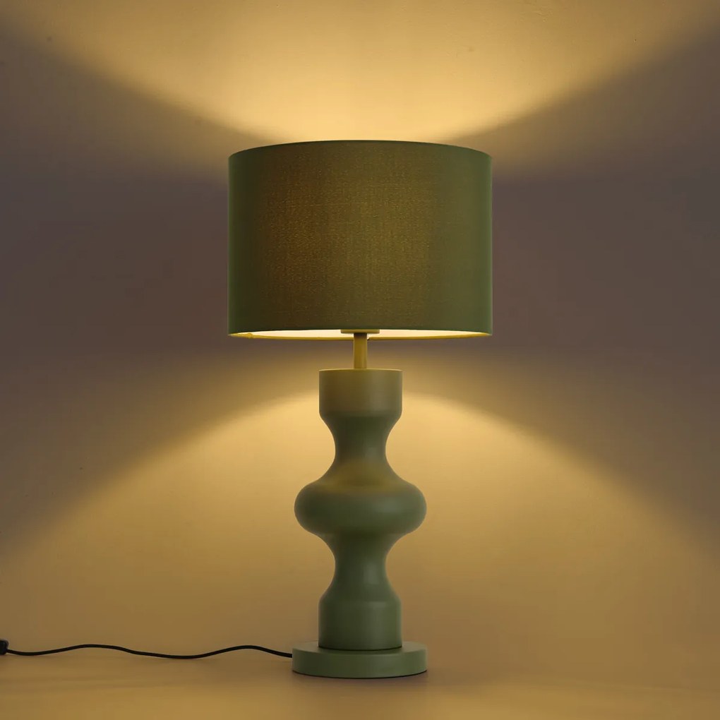 Lampada da tavolo retrò verde con paralume in tessuto - Captain