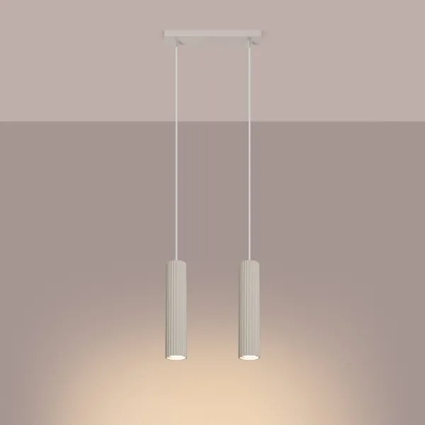 Sollux SL.1593 - Lampadario a sospensione con filo KARBON 2xGU10/10W/230V color crema