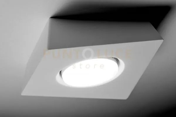 Anchise soffitto 1 luce in gesso bianco attacco gx53