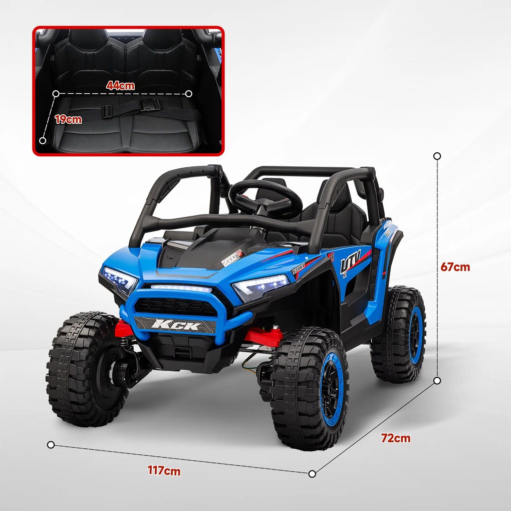 Macchina Elettrica per Bambini 24V Velocità 5-7km/h Guida Manuale e Telecomando Blu...
