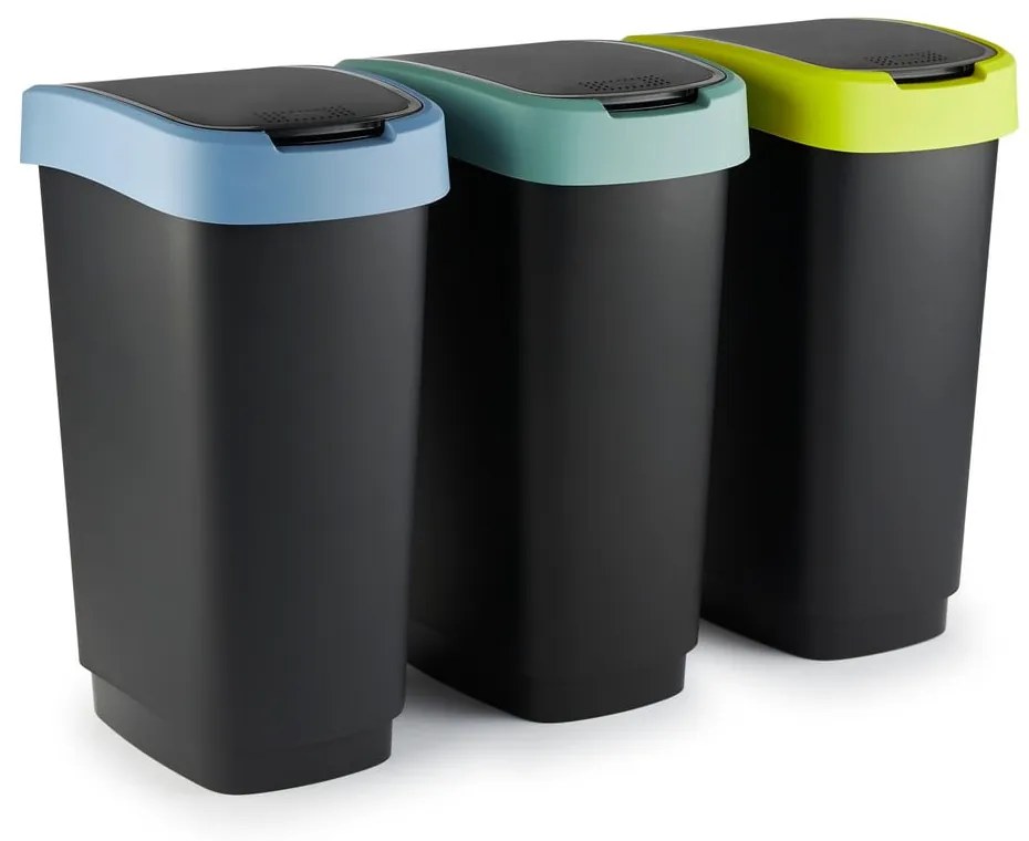 Bidone per rifiuti in plastica riciclata 50 L Twist - Rotho