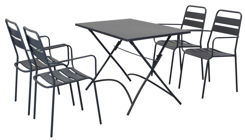 ROMANUS - set tavolo in metallo cm 110 x 70 x 72 h con 4 poltrone Romanus