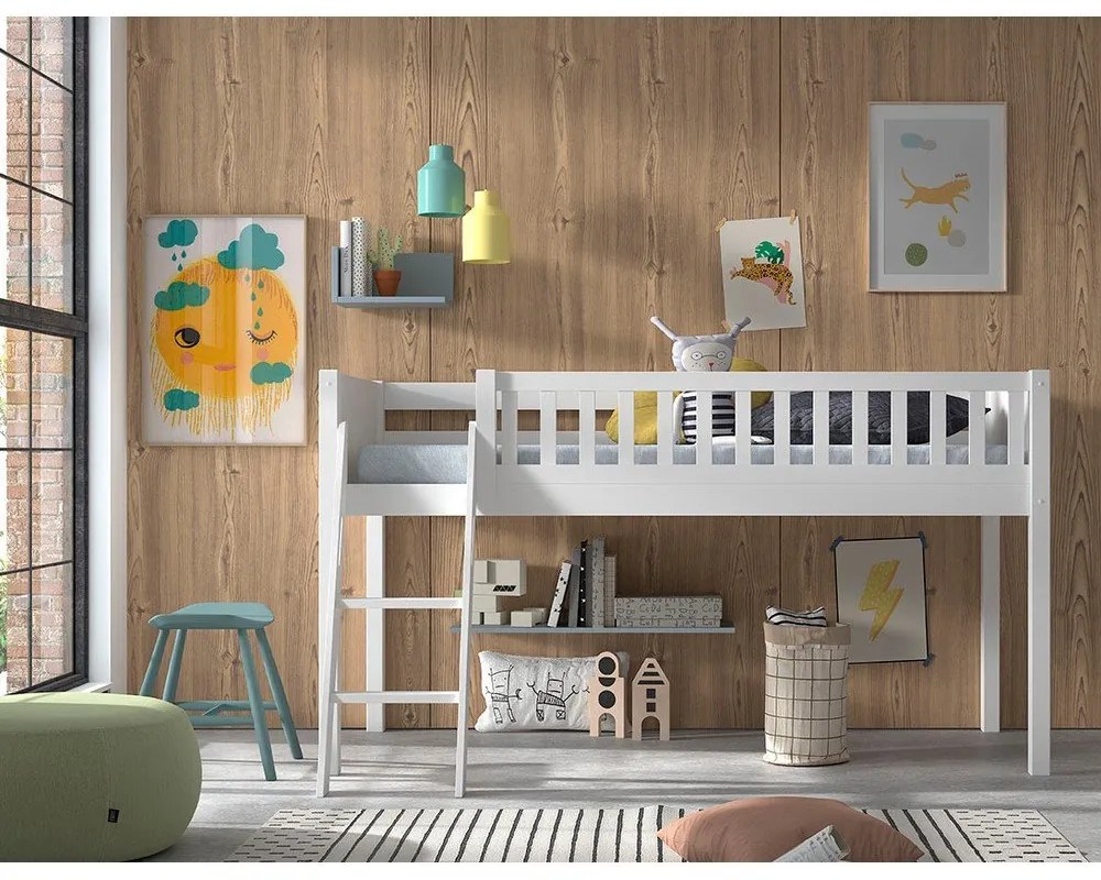 Letto rialzato in pino bianco 90x200 cm SCOTT - Vipack