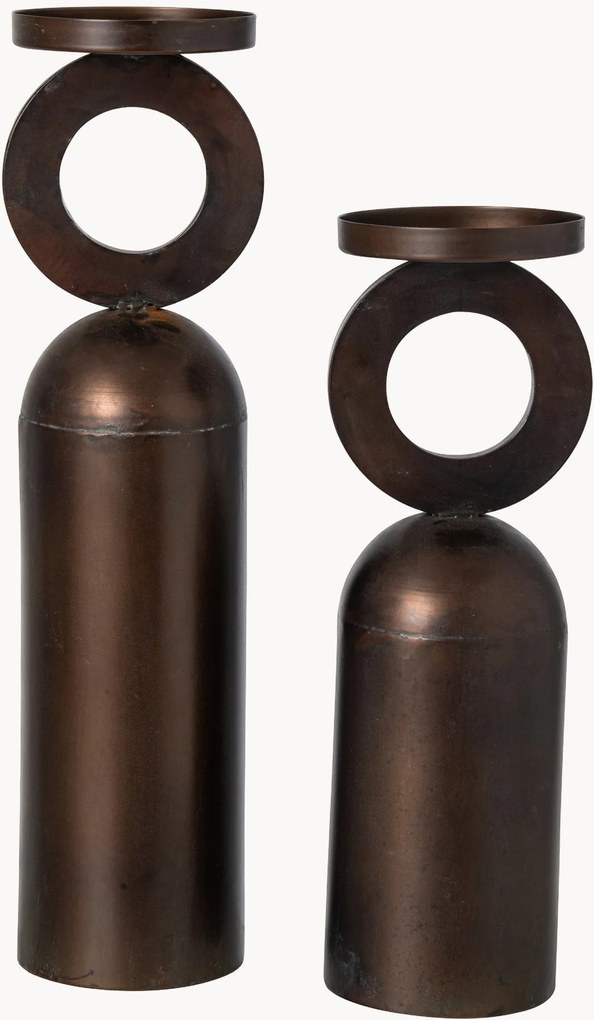 Set di 2 candelabri in ferro Ring