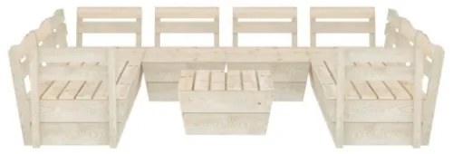 Set Divani da Giardino su Pallet 9 pz in Legno Abete Impregnato